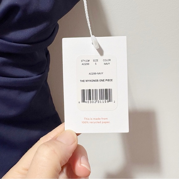 New Andie The Mykonos One Piece Swimsuit Navy Blue Size Small NWT Plunge Deep V - Picture 8 of 15